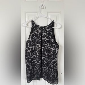 NWT Banana Republic Sleeveless Black and White Split Back Blouse